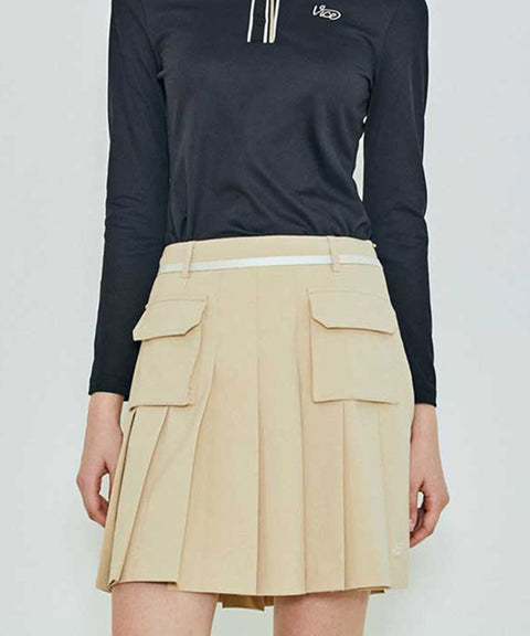 Vice Golf Atelier Women's Cargo Pocket Point Pleats Skirt - Beige