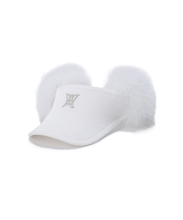 ANEW Golf: Women's Real Fur Snow Winter Visor - Off White