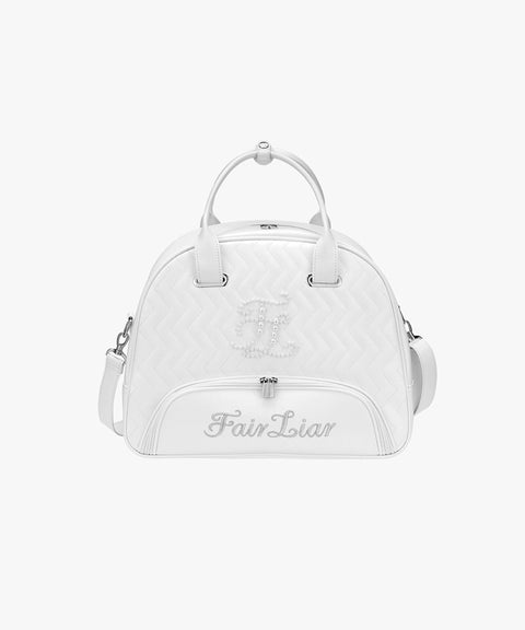 FAIRLIAR Pearl Quilted Boston Bag - White