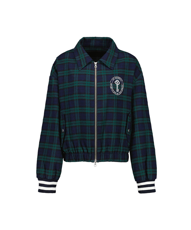 [SAMPLE SALE]LE SONNET Tartan Check Blouson - Deep Green