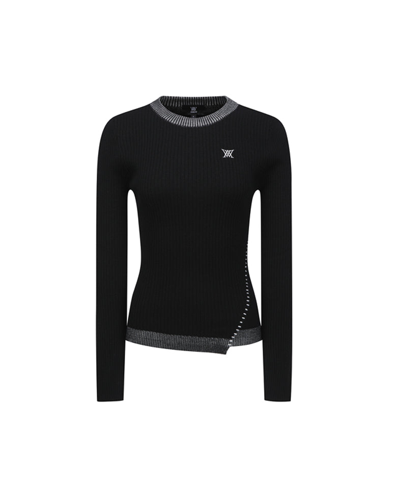 Women's Handle Chain Embroidery Pullover - Black