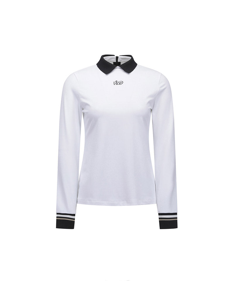 Vice Golf Atelier Women's Back Zip Point Long Sleeve T-Shirt - White