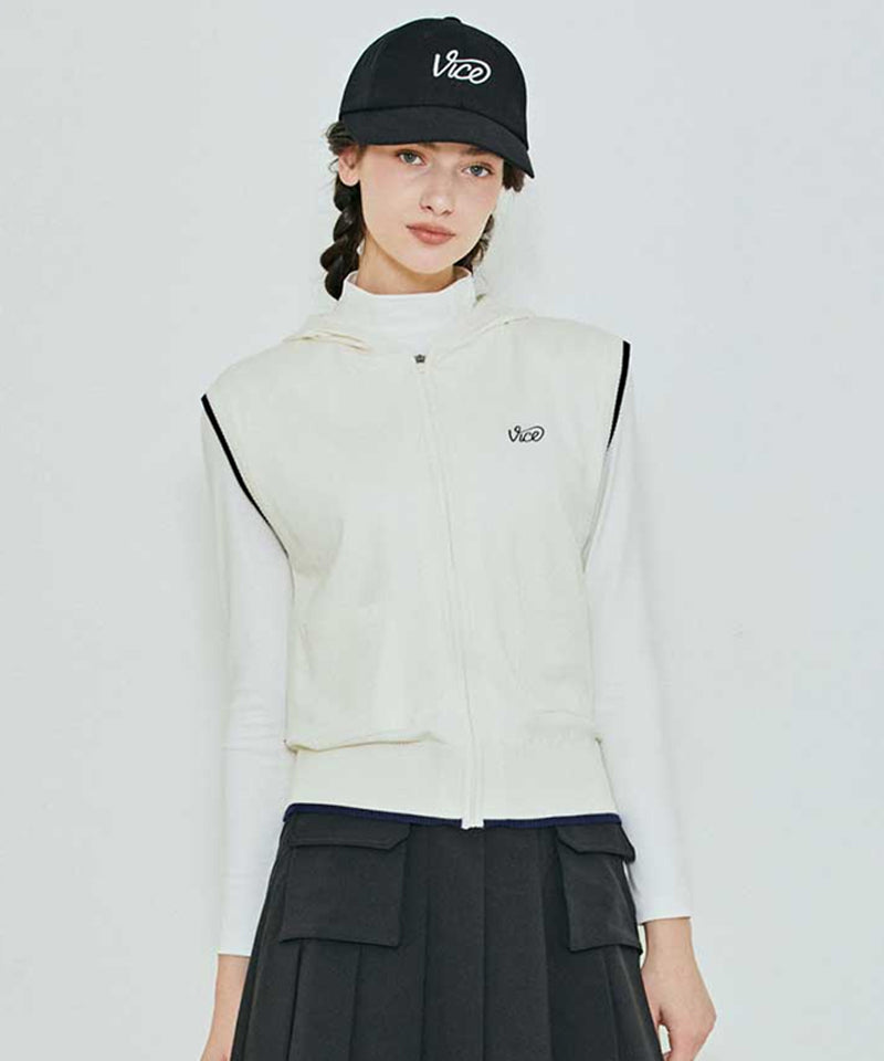 Vice Golf Atelier Women's Hoodie Windproof Knit Vest - Off-White
