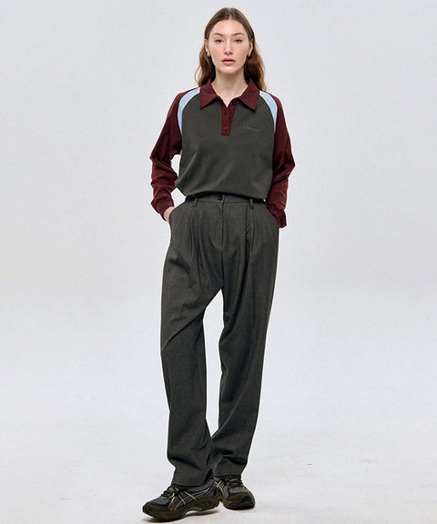 LE SONNET Straight Wool Pants - Gray