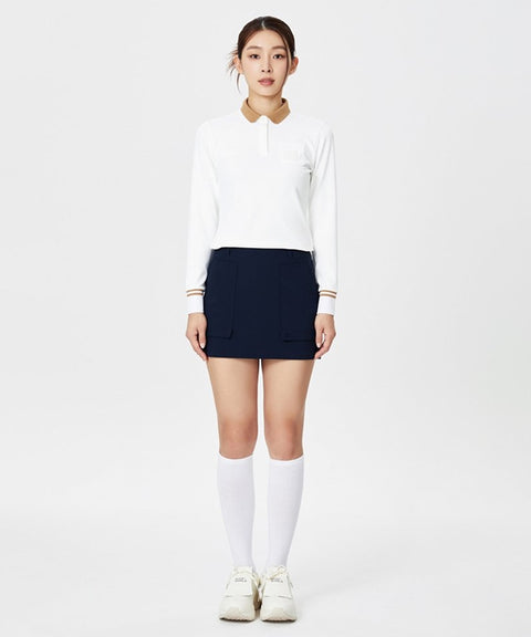 WideAngle: Co Waggle Pocket Point Polo T-Shirt L - Off-White
