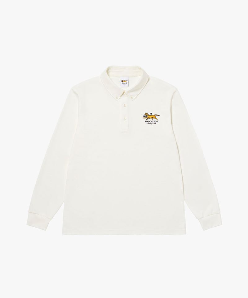 MCC Men's Stretch Cotton L/S Polo Shirt - Off White
