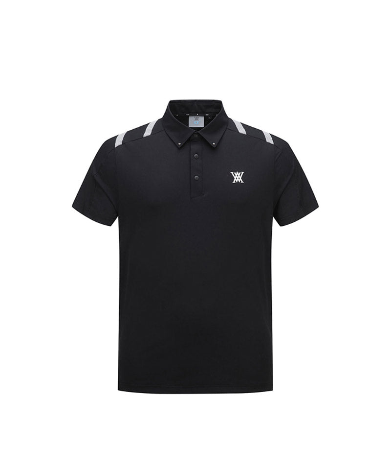 Men Ice Dots Logo Pattern Short T-Shirt - Black