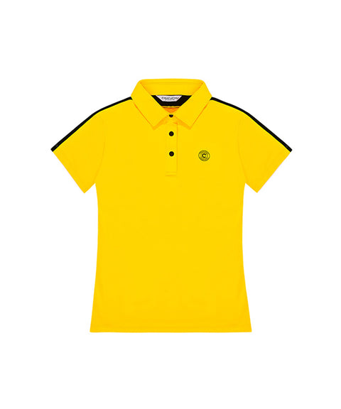 CHUCUCHU Women's Shoulder Line Polo T-Shirt - Yellow