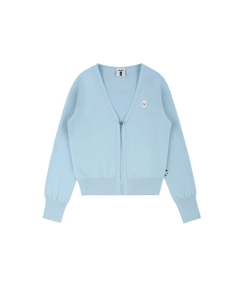 AVEN Sleeveless Knit Cardigan Set - Sky Blue