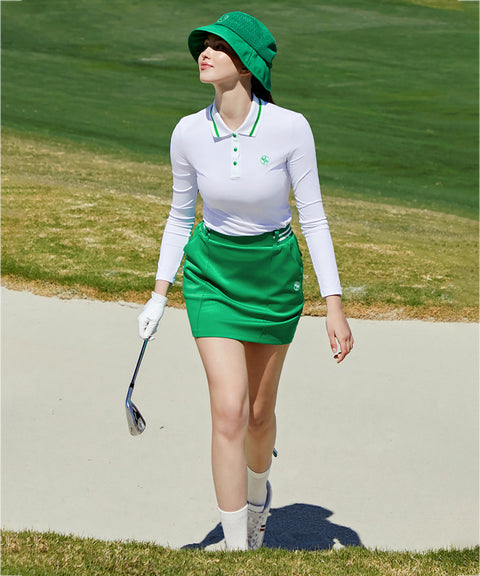 XEXYMIX Golf Pin Tuck Point H-Line Skirt - Green