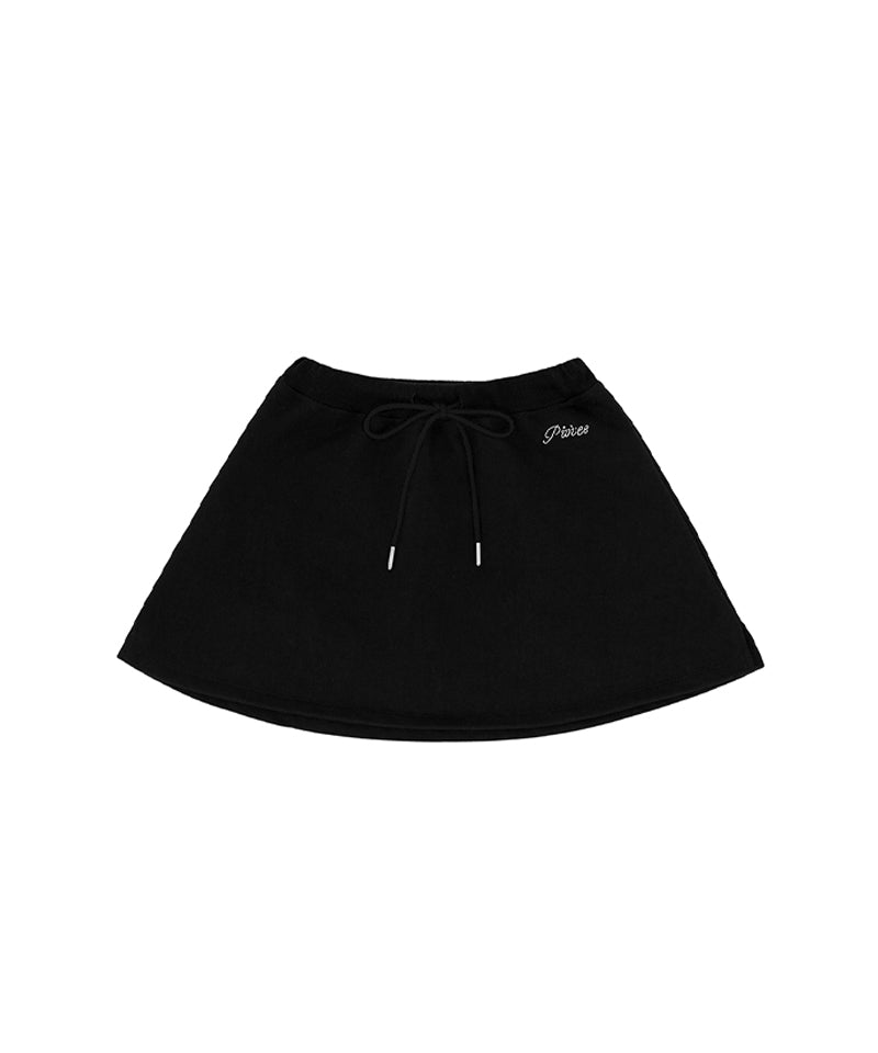 PIV'VEE A Line Sweat Skirt - Ebony Black