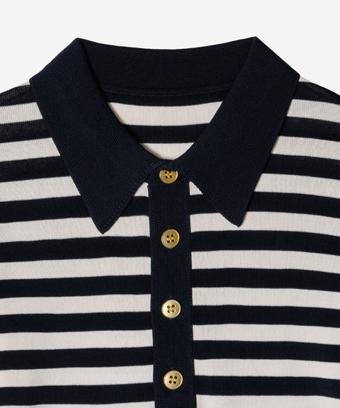OBER Golf Striped Summer Knit - Navy