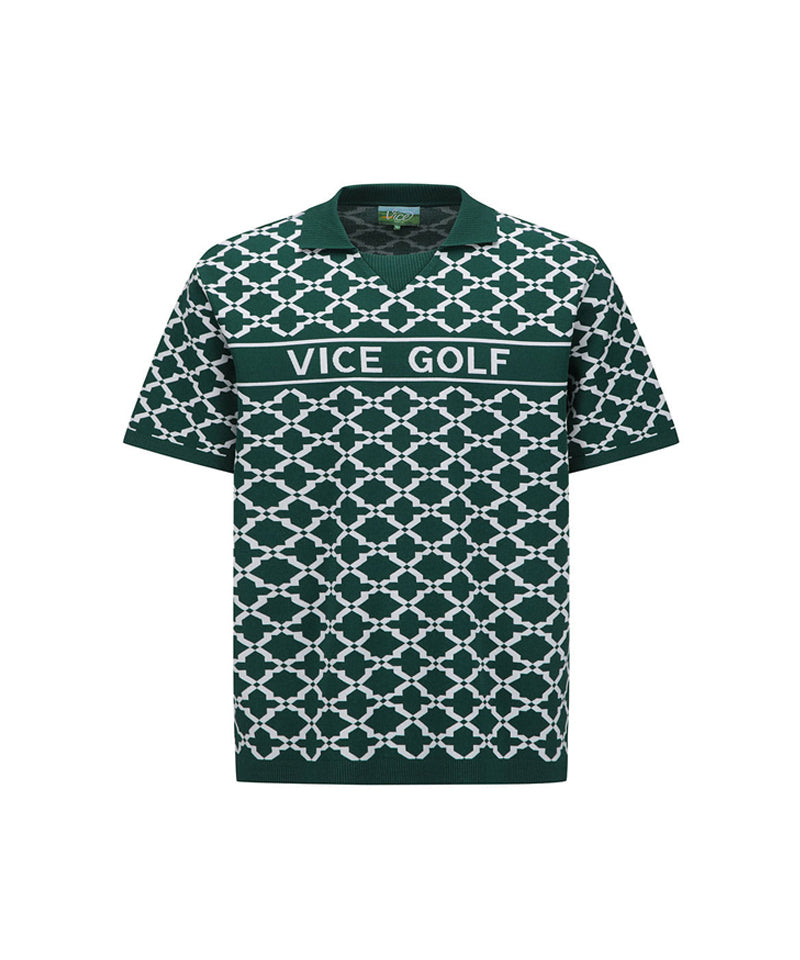 Vice Golf Atelier Men's Jacquard Short Sleeve Sweater - D/Green