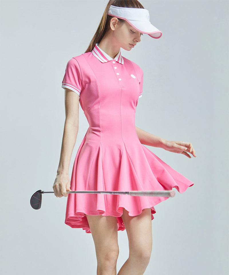 CHUCUCHU Flare Collar Dress - Pink