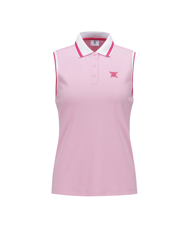 Women Kint Collar Sleeveless - Pink