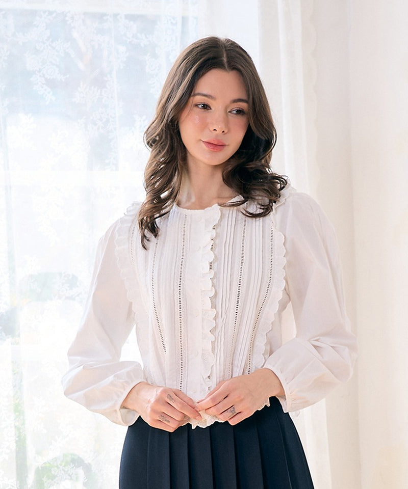 BENECIA 12 Attie Pintuck Blouse - White