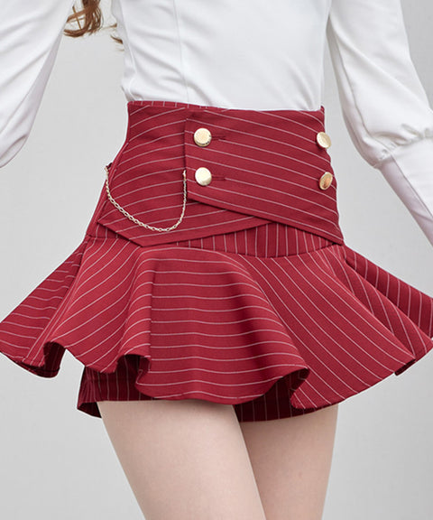 J.Jane Double Button Stripe Culotte Pants - Wine