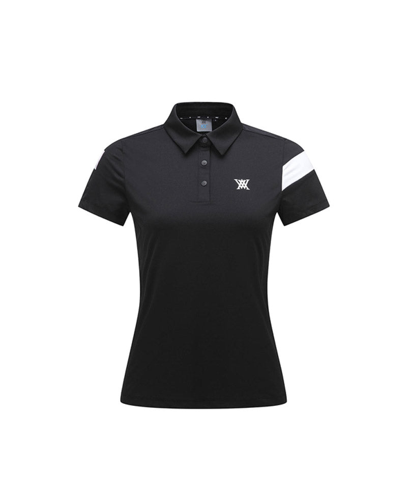 Women's Ice Dots Incision Point Short T-Shirt - Black