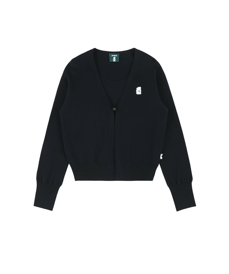 AVEN Sleeveless Knit Cardigan Set - Navy