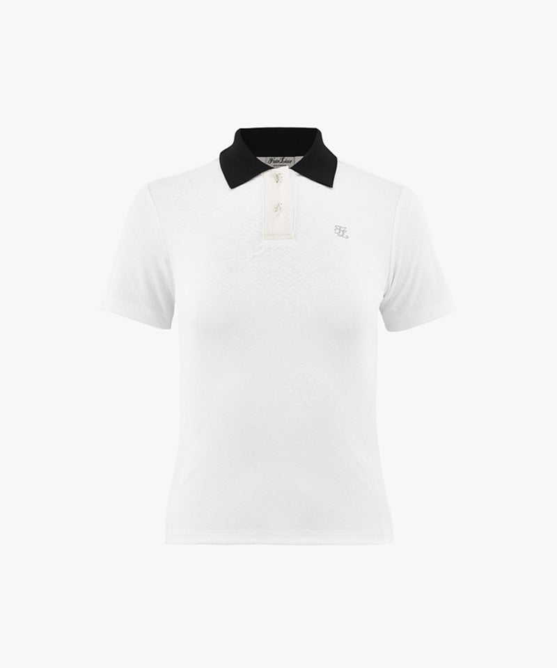 [Warehouse Sale] FAIRLIAR Ferrara Jacquard Collar T-Shirt - White