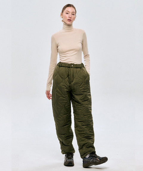 LE SONNET Quilted Pants - Khaki