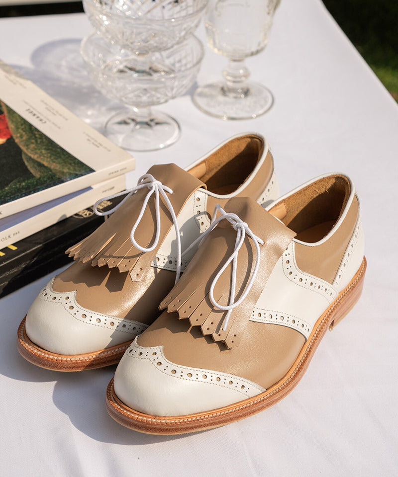 ALL CLASSIC Golf Wingtip Classic Golf Shoes - Beige