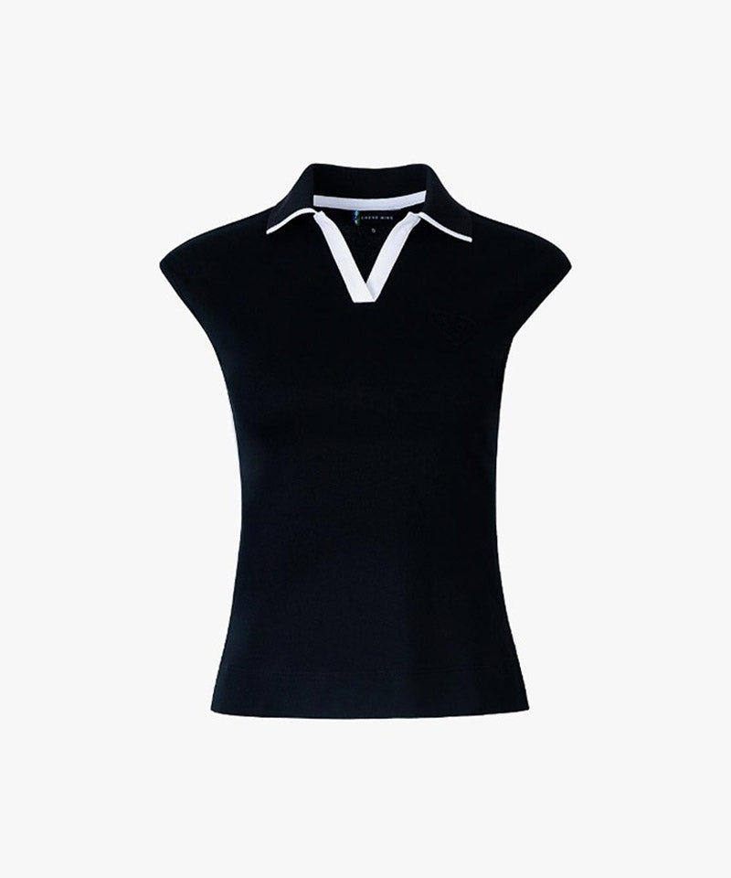 CREVE NINE: Basic Cap Sleeve T-Shirt - Black