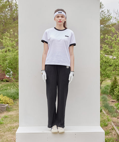 MACKY Golf: Pleate Slit Long Pants - Black