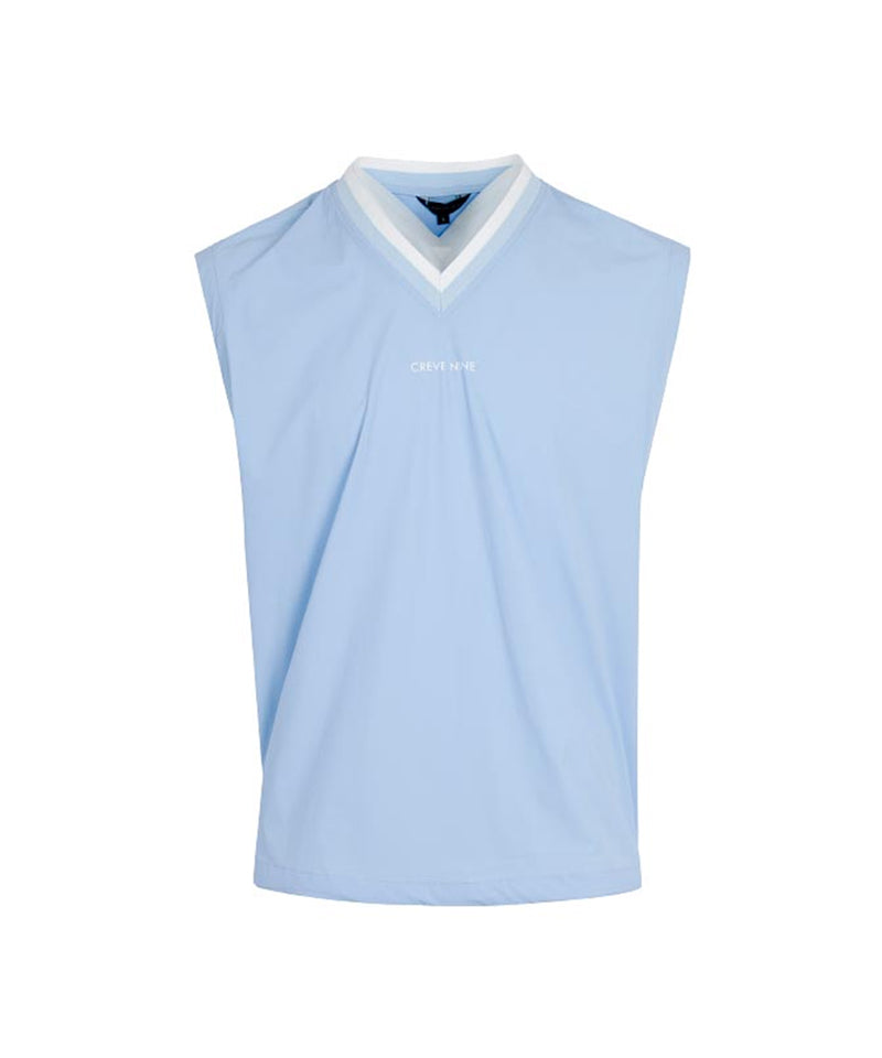 CREVE NINE: Men's Drop Shoulder String Woven Vest - S/Blue