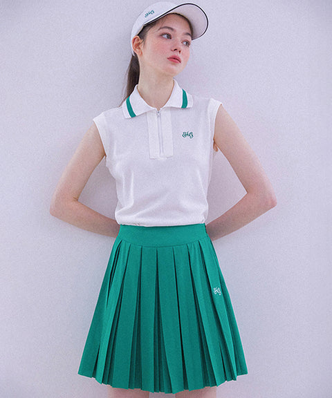 Haley Double Pleated Skirt - Green