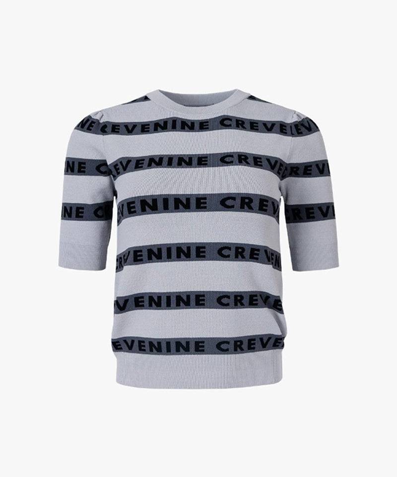 CREVE NINE: Logo Stripe Sweater - Gray