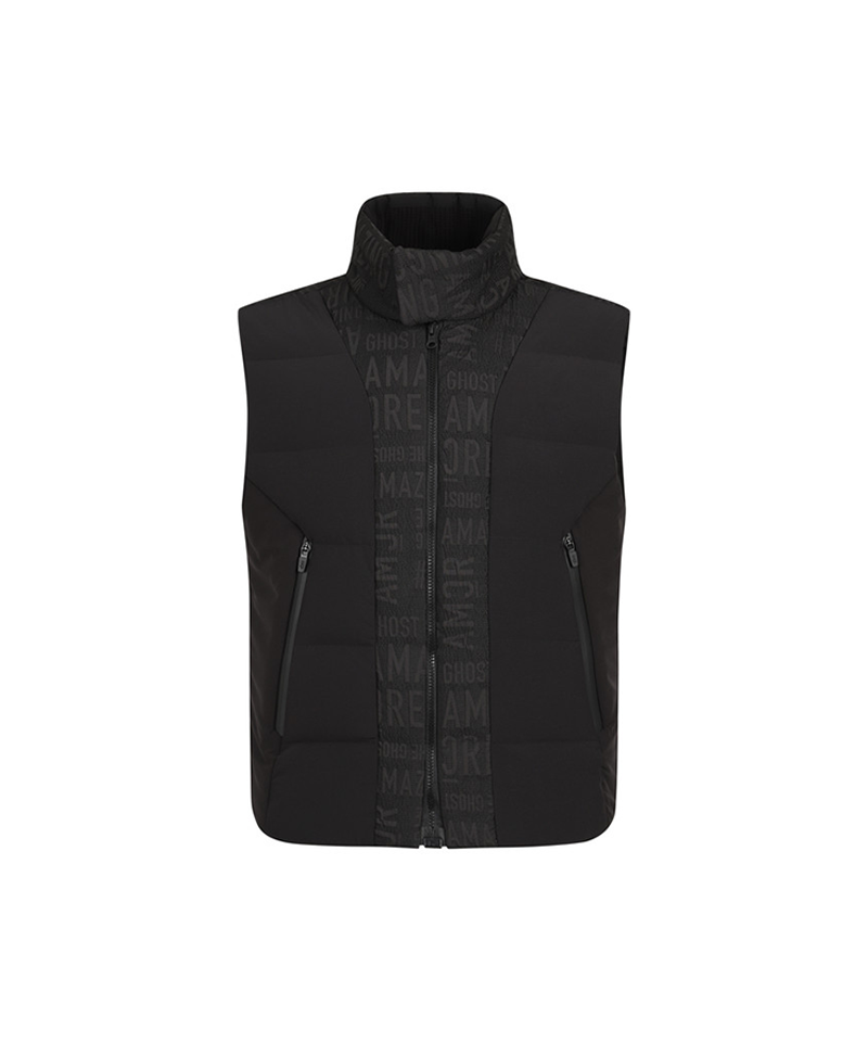 Amazing Cre Men's 3D Logo Jacquard Down Vest - Black