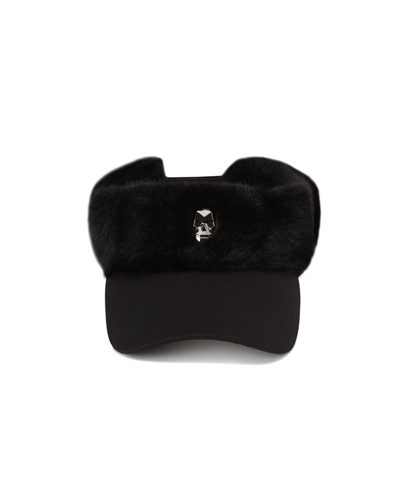 Amazing Cre Women's Fur Trimming Visor - Black