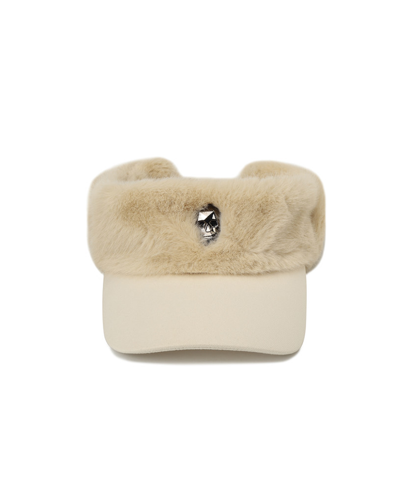 Amazing Cre Women's Fur Trimming Visor - Stone