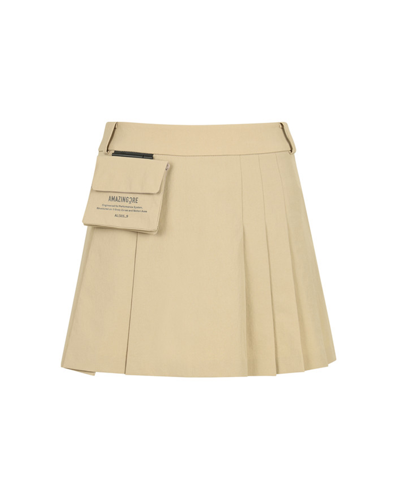 Amazing Cre Women's SP3 Modular Pocket Pleated Golf Skirt - Beige