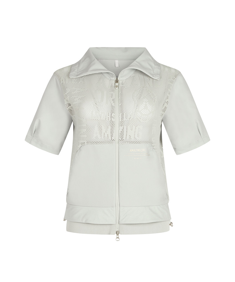 Amazing Cre Women's AI1 air Circuit Hybrid Short Sleeve Sweater Jacket - Light Grey