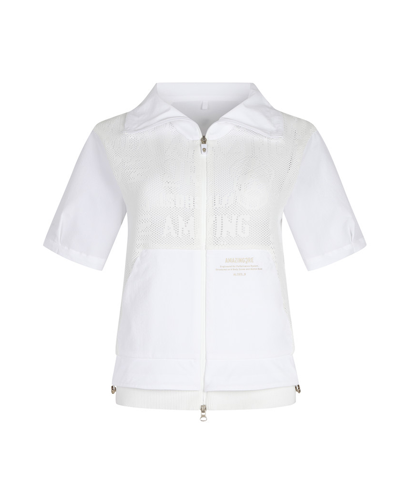 Amazing Cre Women's AI1 air Circuit Hybrid Short Sleeve Sweater Jacket - White