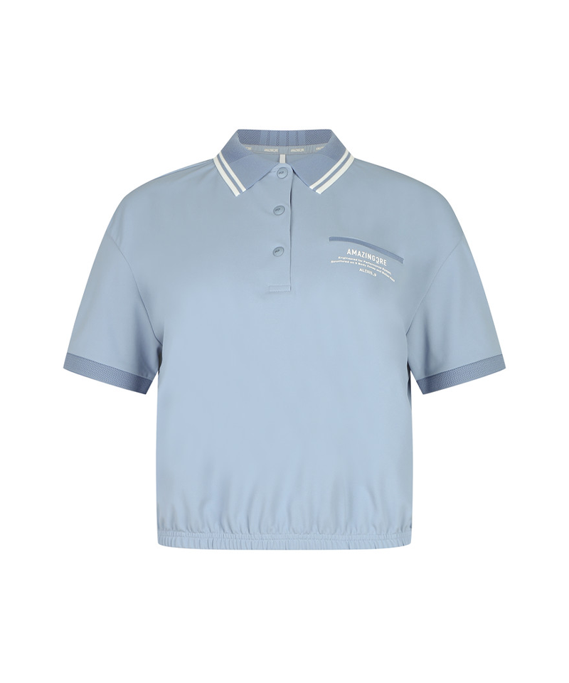 Amazing Cre Women basic PQ collared T-shirt - Light Blue