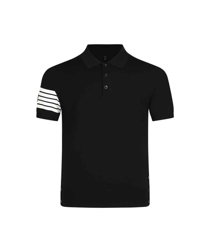 Amazing Cre Men's Ghost Polo Collared Short Sleeve Sweater - Black