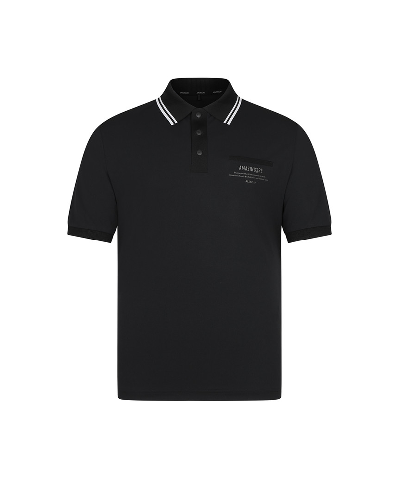 Amazing Cre Men basic PQ collared T-shirt  - Black