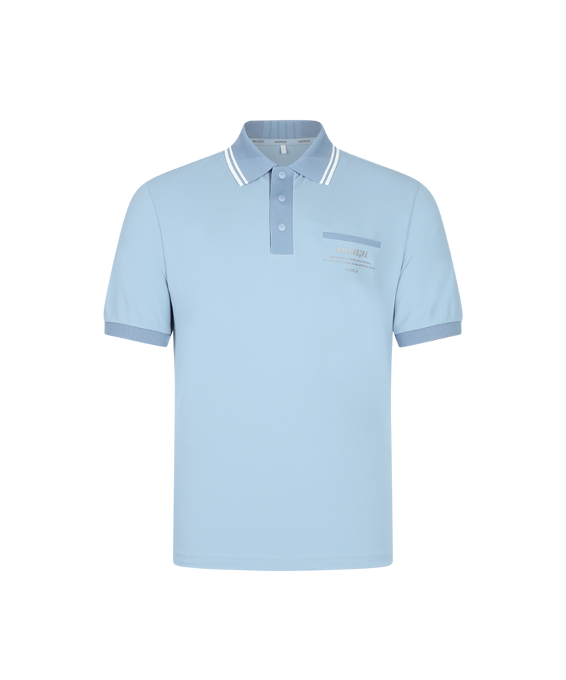 Amazing Cre Men basic PQ collared T-shirt  - Light Blue