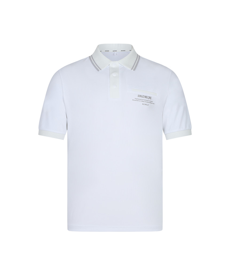 Amazing Cre Men basic PQ collared T-shirt  - White