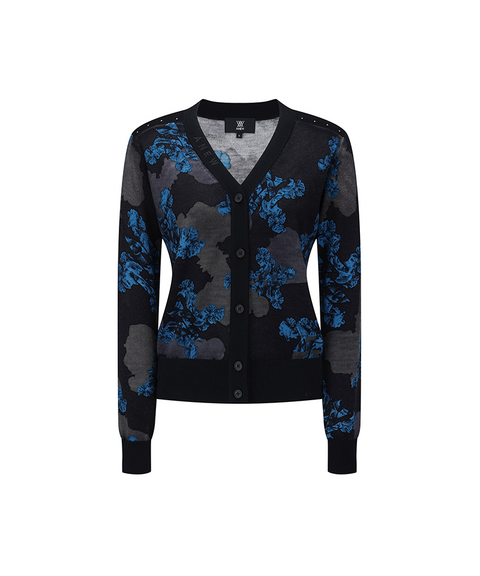 Women's FA Flower Pattern Knit Cardign - Black