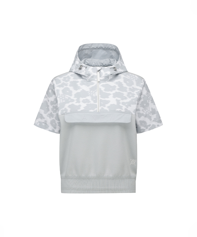 Women's FA Hybrid Hooded Short Sleeve Sweater - Light Grey