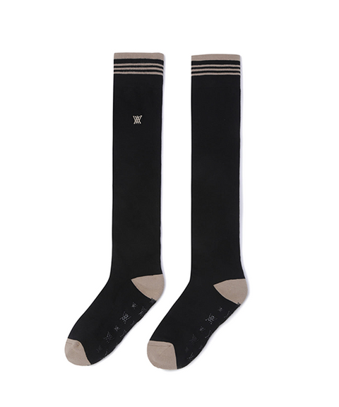 Women's Stripe Knee High Socks - Black