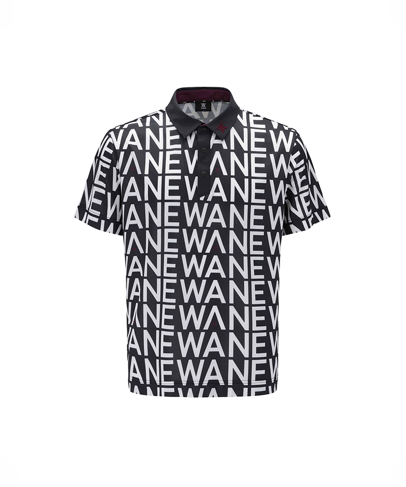 Men's SM Logo Pattern Short T-Shirt - Black