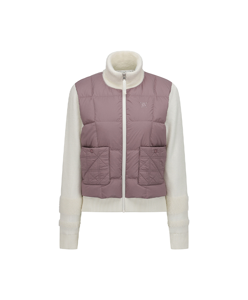 Women's WI Hybrid High Neck Down Jacket - Dark Pink