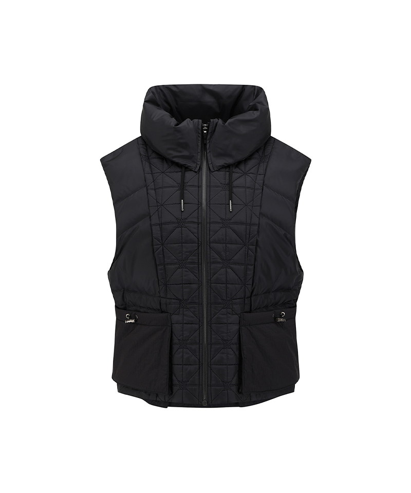 Women's WI High Neck Down Vest - Black
