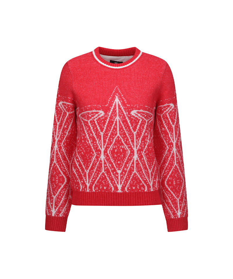 Women's WI Fuzzy Logo Point Sweater - Red