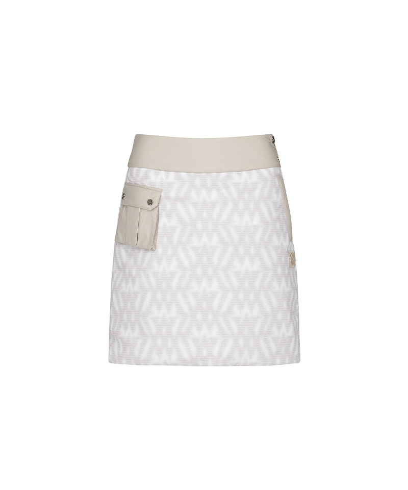 Women's WI Logo Pattern Padded Skirt - Beige